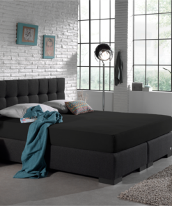 Dubbel Jersey Hoeslaken Zwart